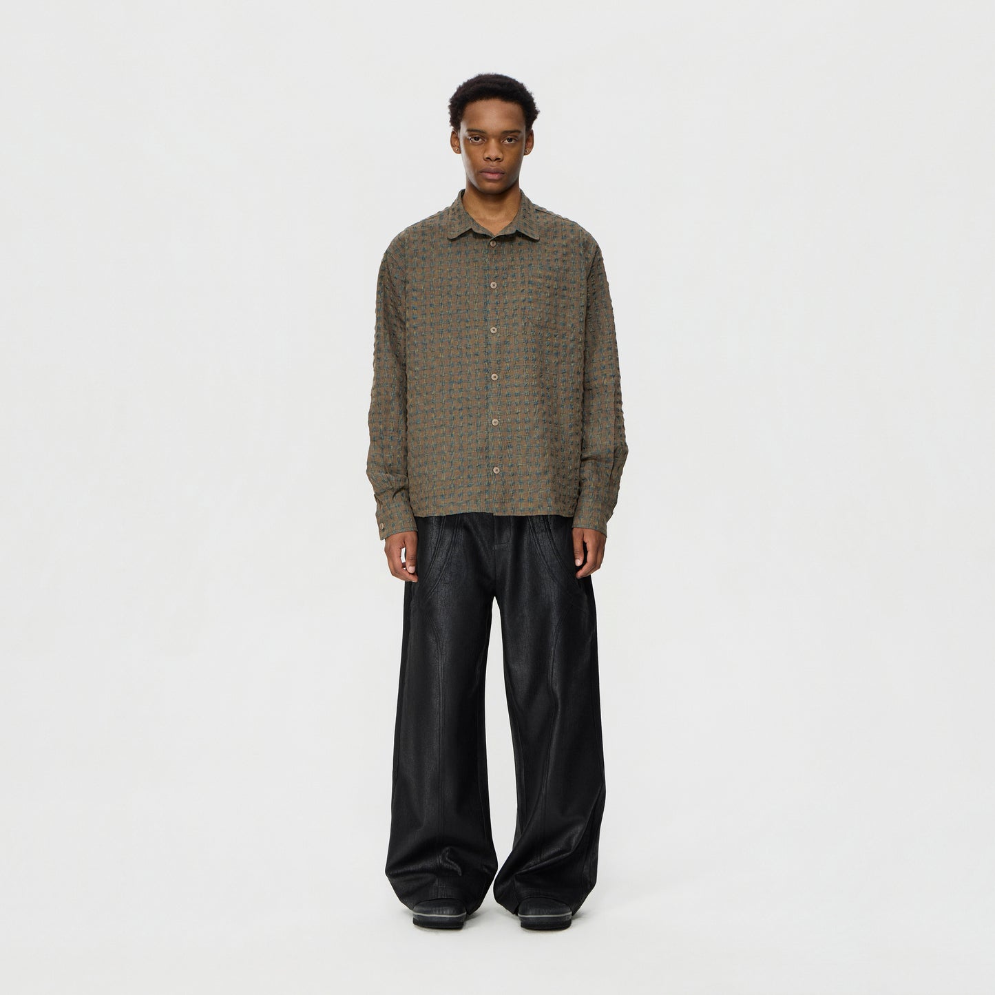 Coated Straight Pants