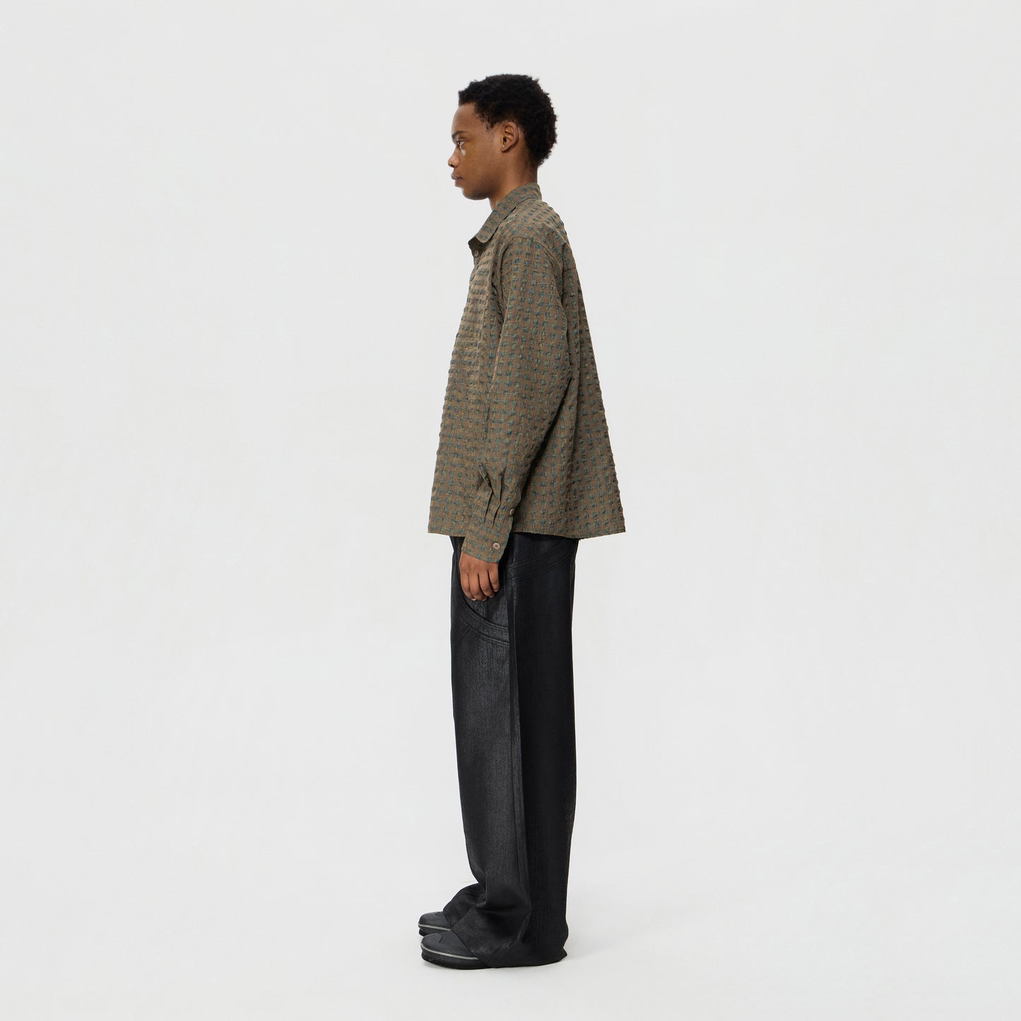 Coated Straight Pants