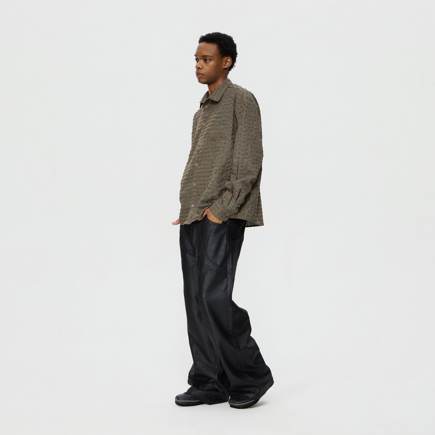 Coated Straight Pants