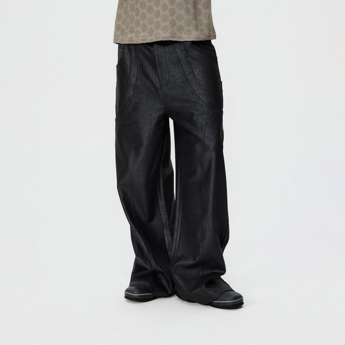 Coated Straight Pants