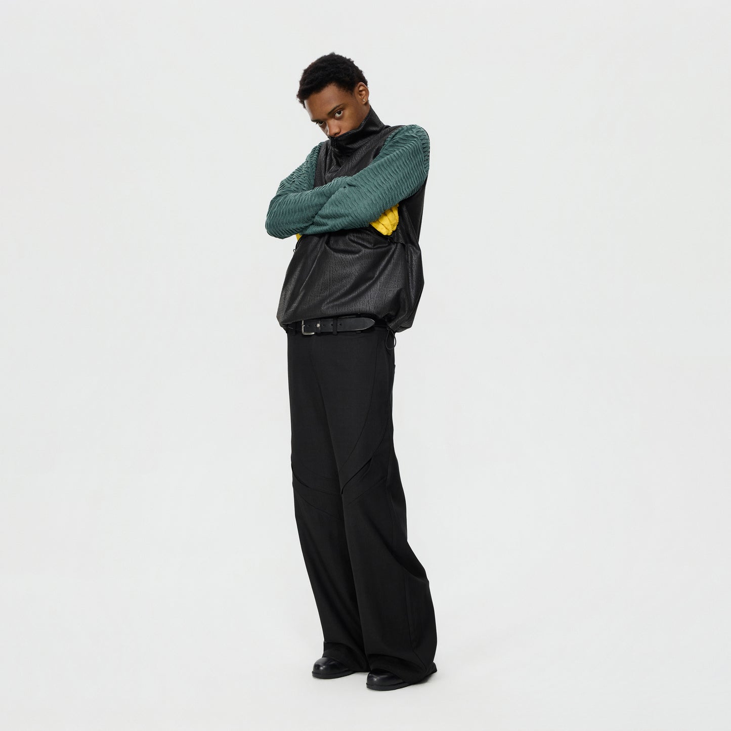 Half-Zip Drawstring Deconstructed Vest