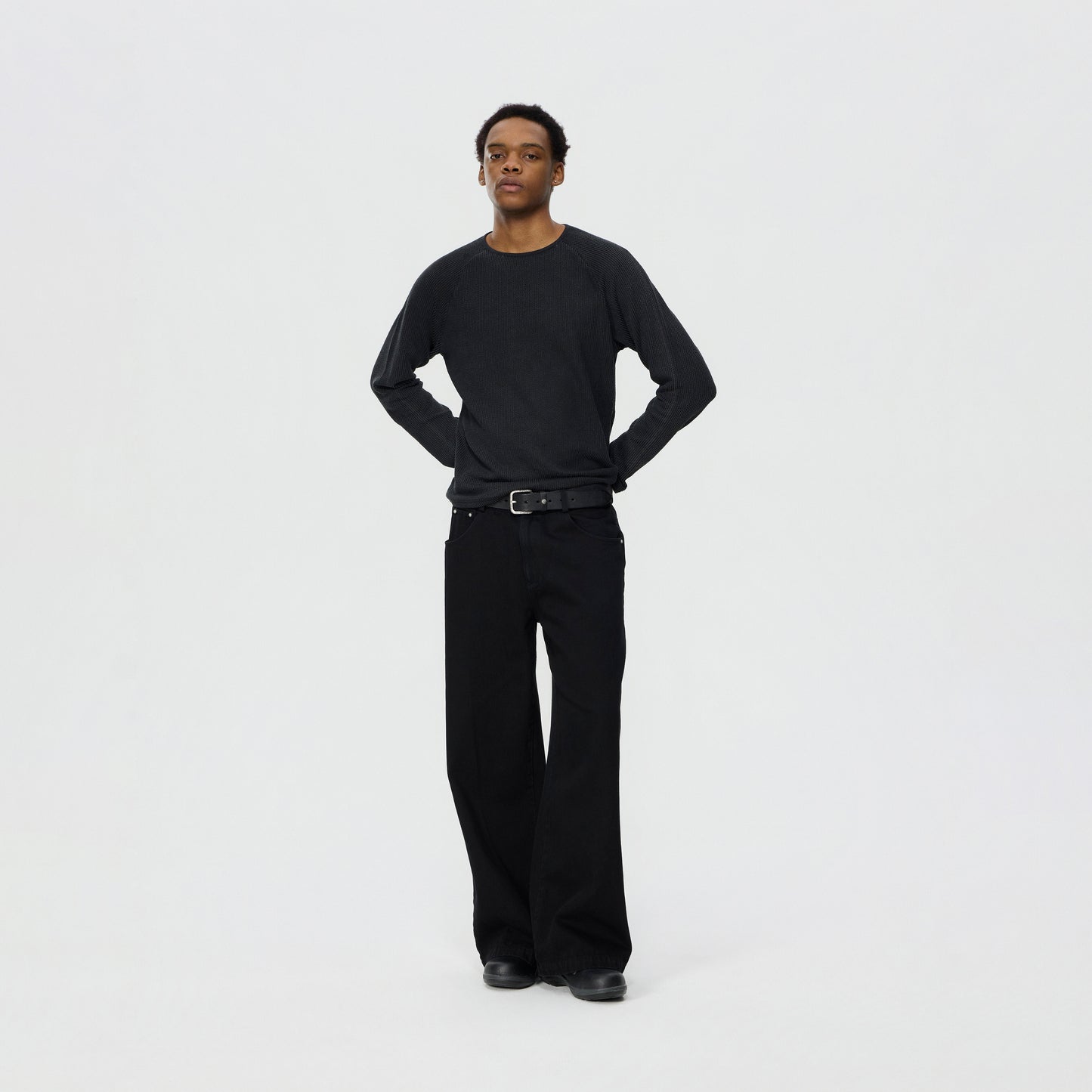 Washed Straight Denim Pants