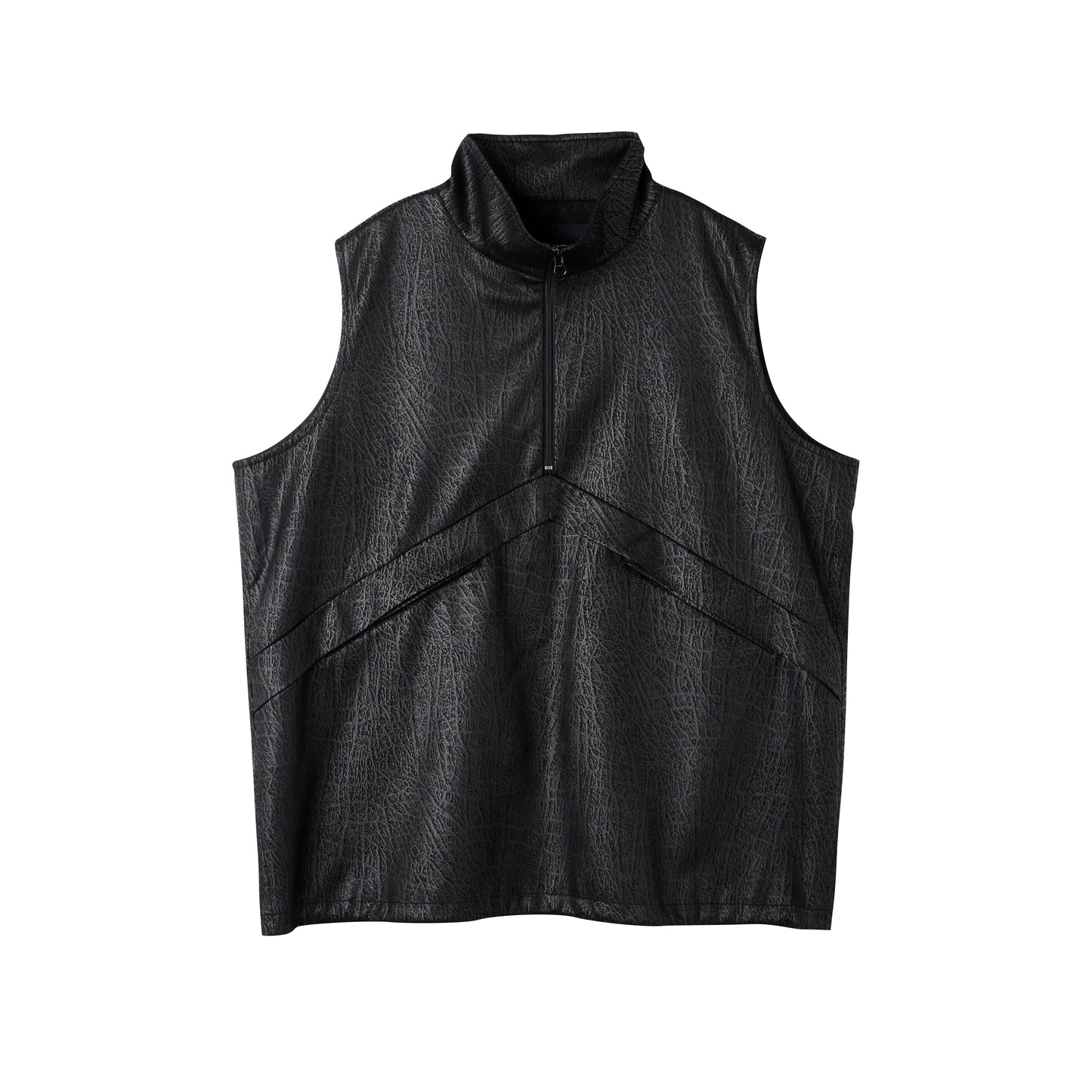 Half-Zip Drawstring Deconstructed Vest