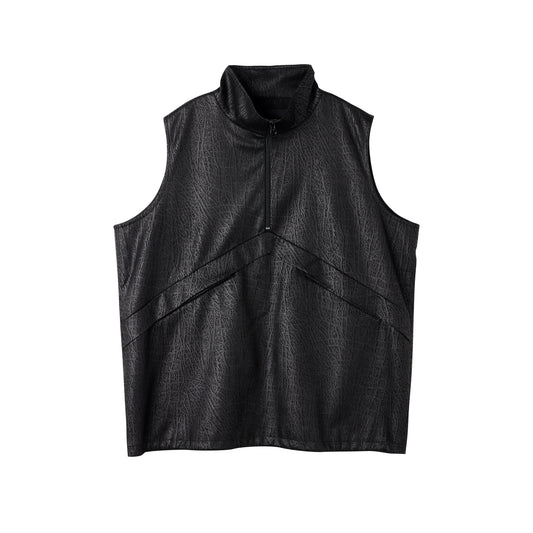 Half-Zip Drawstring Deconstructed Vest