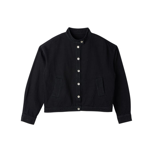 Short Stand Collar Denim Jacket