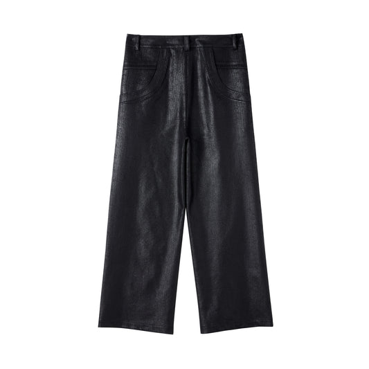 Coated Straight Pants